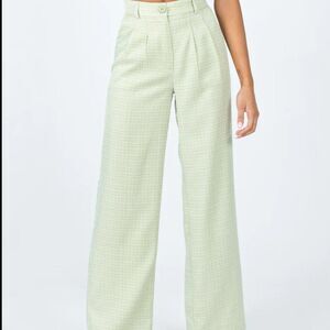 PRINCESS POLLY ARCHER PANTS GREEN CHECK